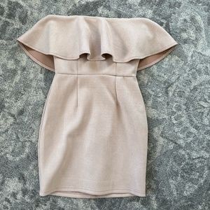 About Us Nude Ruffle Mini Dress
